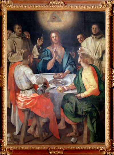 エマオでの晩餐 - 油彩・キャンバス 作： Jacopo Pontormo