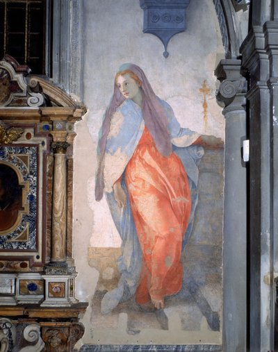 アニュケーション、聖母の詳細、1527年頃（フレスコ画 作： Jacopo Pontormo