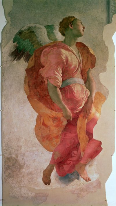 受胎告知、天使の詳細、15720年のフレスコ画の詳細、94965も参照 作： Jacopo Pontormo
