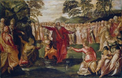 岩を打つモーゼ 1555-70年頃 油彩・カンヴァス 作： Jacopo Robusti (workshop of) Tintoretto