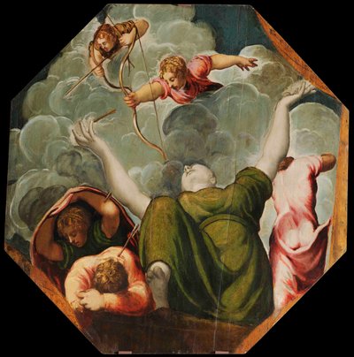 アポロとダイアナが子供を殺すことでニオベを罰する、約1541年。 作： Jacopo Robusti Tintoretto