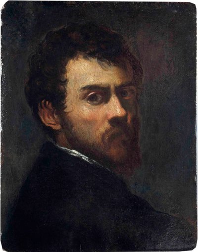 「青年の自画像 ヤコポ・ティントレット（1518-1594）の絵画 - 1548年 - 木に油彩 Dim 45,7x36,8 cm ヴィクトリア・アンド・アルバート美術館 作： Jacopo Robusti Tintoretto