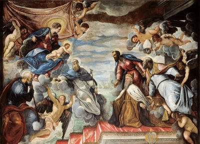 "聖母の前で跪くドージェ・ニコロ・ダ・ポンテ" 作： Jacopo Robusti Tintoretto