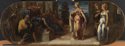 エスターとアハスエロスまたはソロモンとシバの女王、1545年 作： Jacopo Robusti Tintoretto