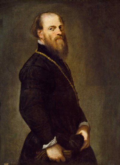 黄金の鎖を持つ男、1555年頃。 作： Jacopo Robusti Tintoretto
