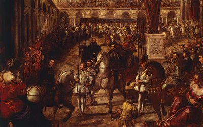 フィリップ2世、マンチュアのフランチェスコ・ゴンザーガに謁見 作： Jacopo Robusti Tintoretto