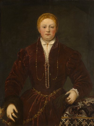 若い女性の肖像画、1555年頃。 作： Jacopo Robusti Tintoretto