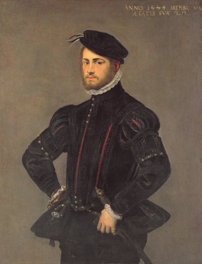 1554年22歳の若者の肖像 作： Jacopo Robusti Tintoretto