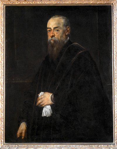 ハンカチを持つ老人の肖像... 作： Jacopo Robusti Tintoretto