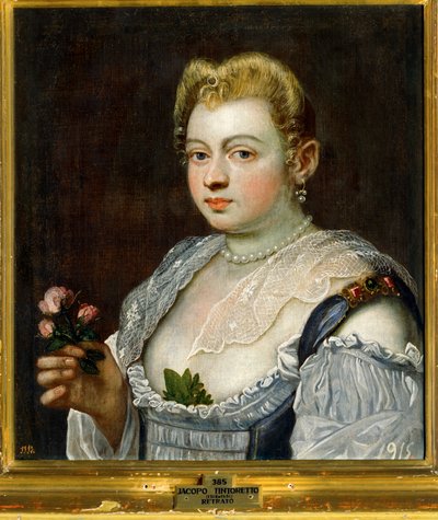 無名の女性の肖像...（キャンバスに描かれた絵） 作： Jacopo Robusti Tintoretto