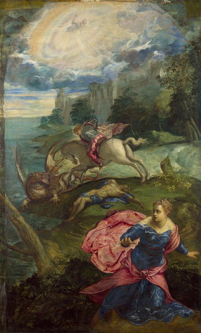 聖ジョージとドラゴン、1555年頃 作： Jacopo Robusti Tintoretto