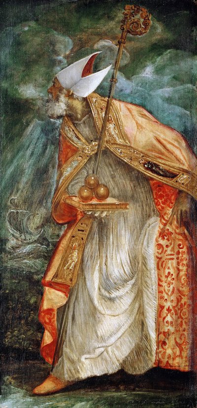 Saint Nicolas de Bari (Nicolas de Myre) (270-345) - バーリの聖ニコラス - Jacopo Tintoretto (1518-1594).キャンバスに油彩、1555年頃寸法：114x56cm美術史博物館、ヴィエンヌ 作： Jacopo Robusti Tintoretto