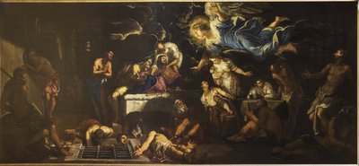 1567年、天使が訪れた刑務所の聖ロッチ。 作： Jacopo Robusti Tintoretto