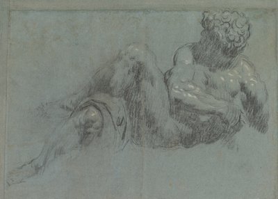 ミケランジェロジョルノ後の研究、1550〜55年頃（紙にチョーク） 作： Jacopo Robusti Tintoretto