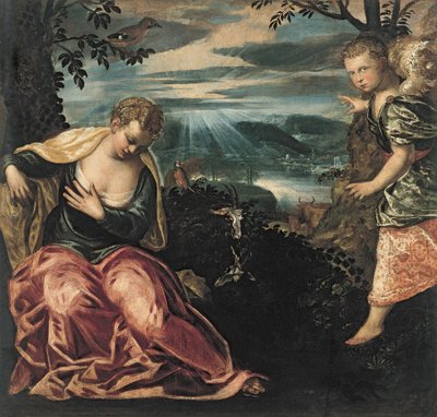 マノアの妻への受胎告知 作： Jacopo Robusti Tintoretto