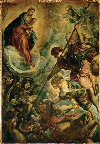 サタンと戦う大天使ミカエル 作： Jacopo Robusti Tintoretto