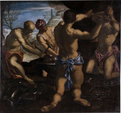 バルカンのフォージ、1576-1577。 作： Jacopo Robusti Tintoretto