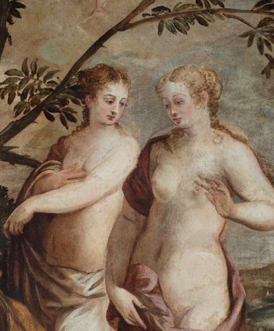 パリの審判詳細。 作： Jacopo Robusti Tintoretto