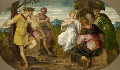 アポロとマルシャスの間の音楽コンテスト、1545年。 作： Jacopo Robusti Tintoretto