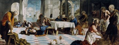 足の洗浄、c.1547（帆布に油彩） 作： Jacopo Robusti Tintoretto