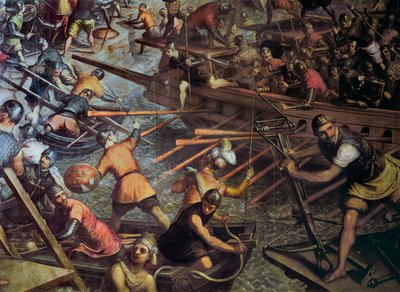1204年のコンスタンティノープル攻略（第4回十字軍のエピソード（詳細））ヤコポ・ロブスティ（ティントレット）（1518-1594）による絵画。 作： Jacopo Robusti Tintoretto