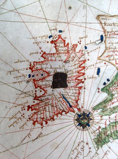 アイルランド、ヨーロッパのルネッサンスマップの詳細、ヤコポルッソ（後）、1528 作： Jacopo Russo