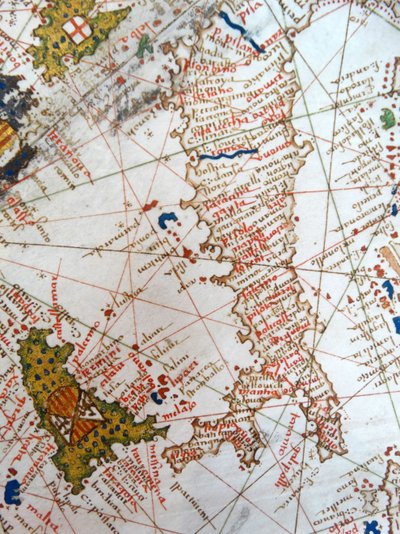 イタリアとシチリア島、ヨーロッパのルネサンス地図、ヤコポルッソ（後）、1528年 作： Jacopo Russo