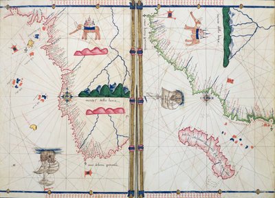 Ms Ital 550.0.3.15 fol.4v-5r「Carte Geografiche」からのアフリカと喜望峰の地図 作： Jacopo Russo
