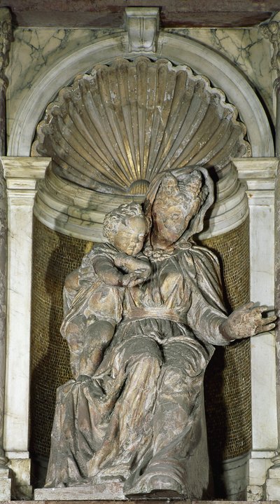 聖母子像（テラコッタに金箔と彩色を施したもの 作： Jacopo Sansovino