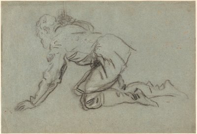 杖を持つ跪く男 [右] 作： Jacopo Tintoretto