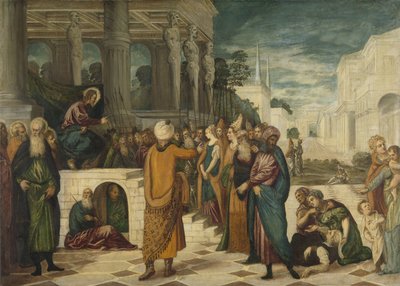 姦淫の女とキリスト 作： Jacopo Tintoretto