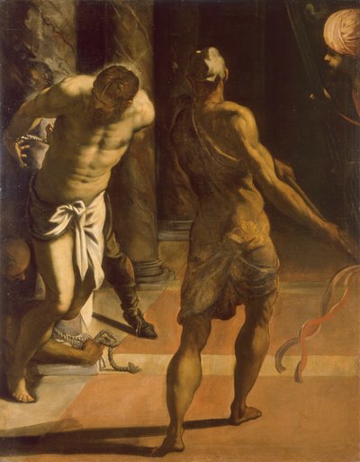 キリストの鞭打ち、1570年代。 作： Jacopo Tintoretto