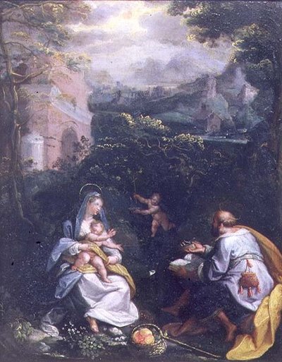 エジプトへのフライトでの休息（パネル 作： Jacopo Zucchi