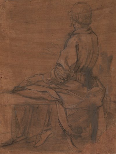 後ろから見た着席男性 作： Jacopo da Empoli