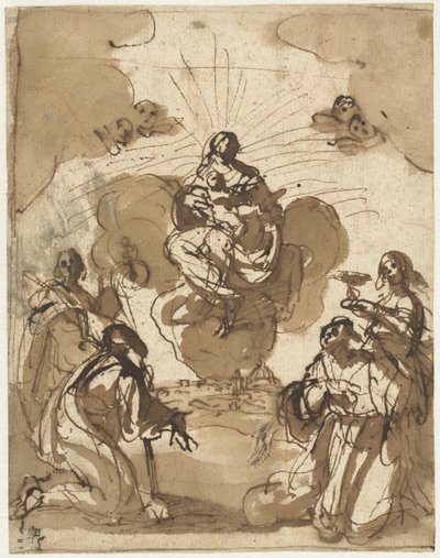 4人の聖人がマリアを崇拝 作： Jacopo da Empoli
