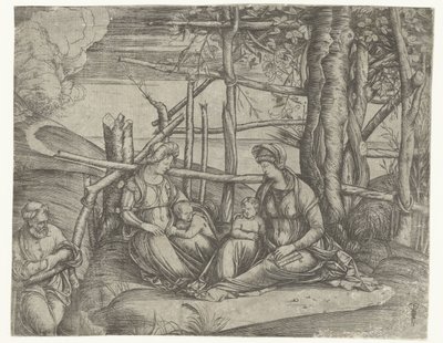 エリザベートと洗礼者ヨハネのいる聖家族 作： Jacopo de