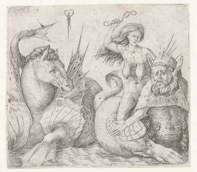 海馬の横にあるトリトンの背中の老婆 トリトンの背中の怒り 作： Jacopo de