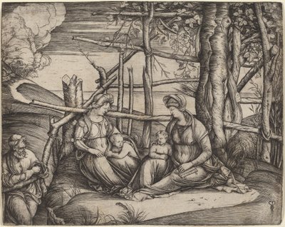 聖エリザベスと幼児洗礼者聖ヨハネとの聖家族、c。 14991501。 作： Jacopo de Barbari