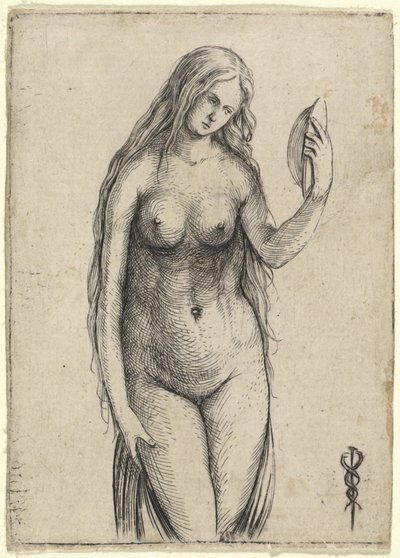 ヴァニタスの寓話、鏡を保持している裸の女性、c。 15031504。 作： Jacopo de Barbari