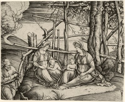 聖エリザベスと幼児聖ヨハネとの聖家族c。 1499-1501 作： Jacopo de Barbari