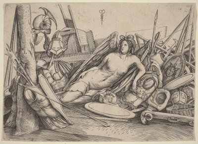 トロフィーに囲まれてくつろぐビクトリー 作： Jacopo de