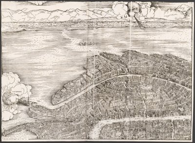 ヴェネツィアの眺め[左上ブロック]、1500年。 作： Jacopo de Barbari