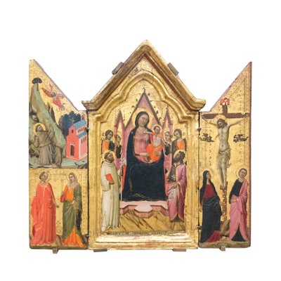 Madonna and Child entronizado com santos e anjos, c.1320-1325 (têmpera sobre madeira) 作： Jacopo del Casentino