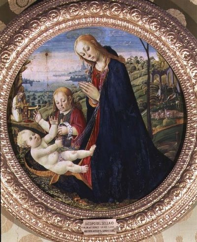 キリストの子の礼拝（パネル 作： Jacopo del Sellaio