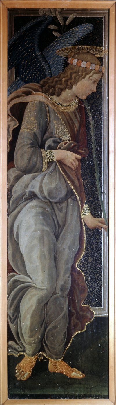 天使を表す受胎告知のプレデル 作： Jacopo del Sellaio
