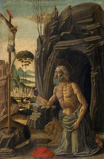 悔い改めとしての聖ジェローム、1590年頃（クルミのテンペラ） 作： Jacopo del Sellaio