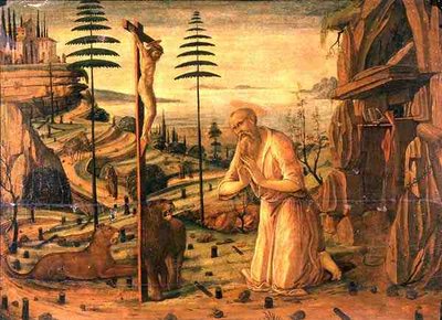 祈りを捧げる聖ジェローム 作： Jacopo del Sellaio