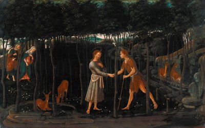 キリストの子と洗礼者ヨハネの出会い 作： Jacopo del Sellaio