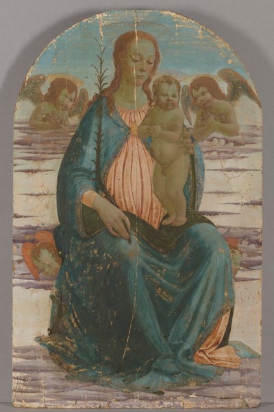 雲の上に座る天使と聖母子 作： Jacopo del Sellaio