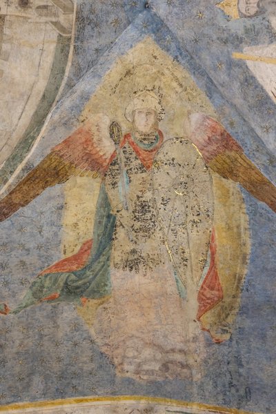 要塞の寓話、金庫室の詳細 (フレスコ画) 作： Jacopo di Cione